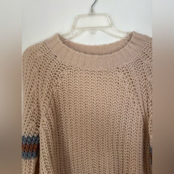 American Eagle cream stripe sleeve sweater M - Picture 10 of 12